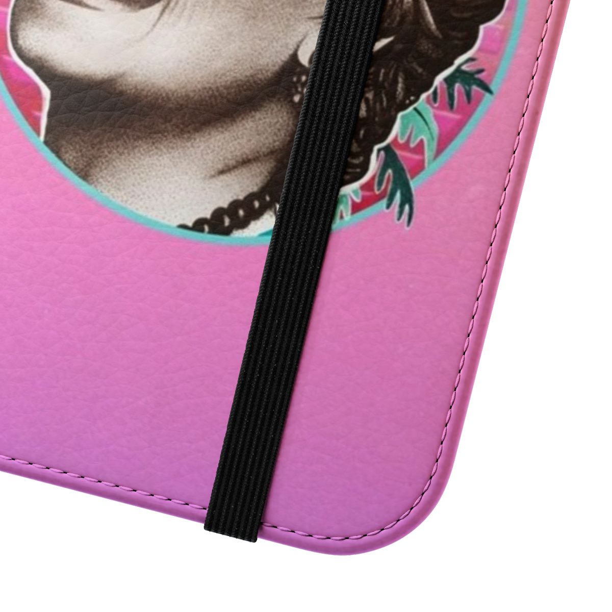 Vintage-inspired flip cover phone case featuring a Golden Girls-themed design - Close Up