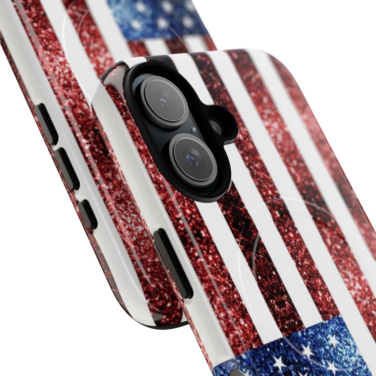 Patriotic phone case with a glittery USA flag design - Detail