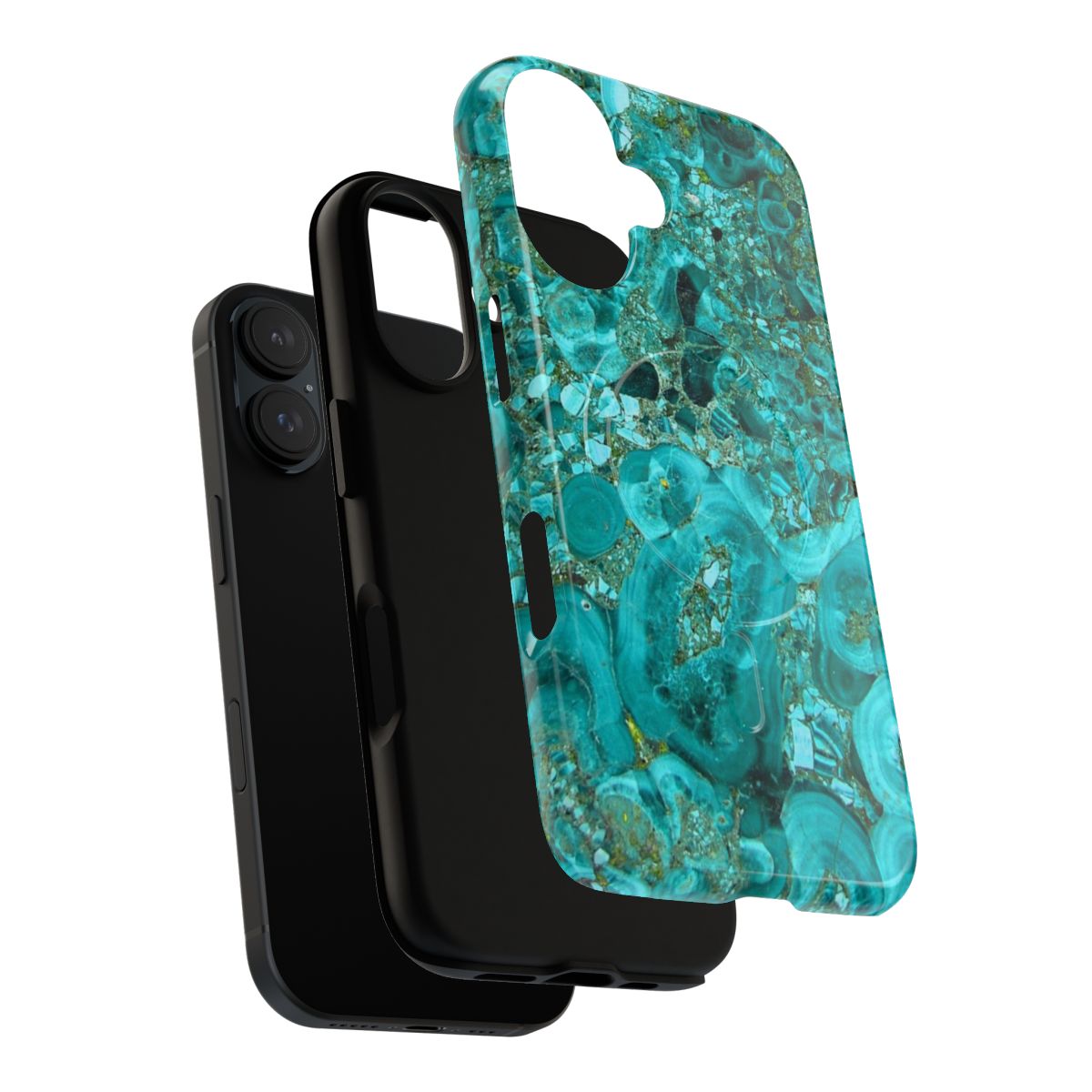 Turquoise blue and gold marble pattern phone case - Layers