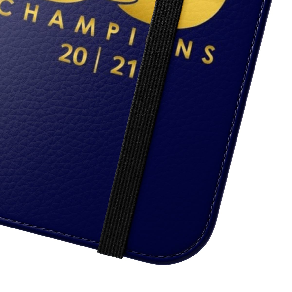 A gold-colored phone case design celebrating the Rangers football club's 55 titles - Close Up