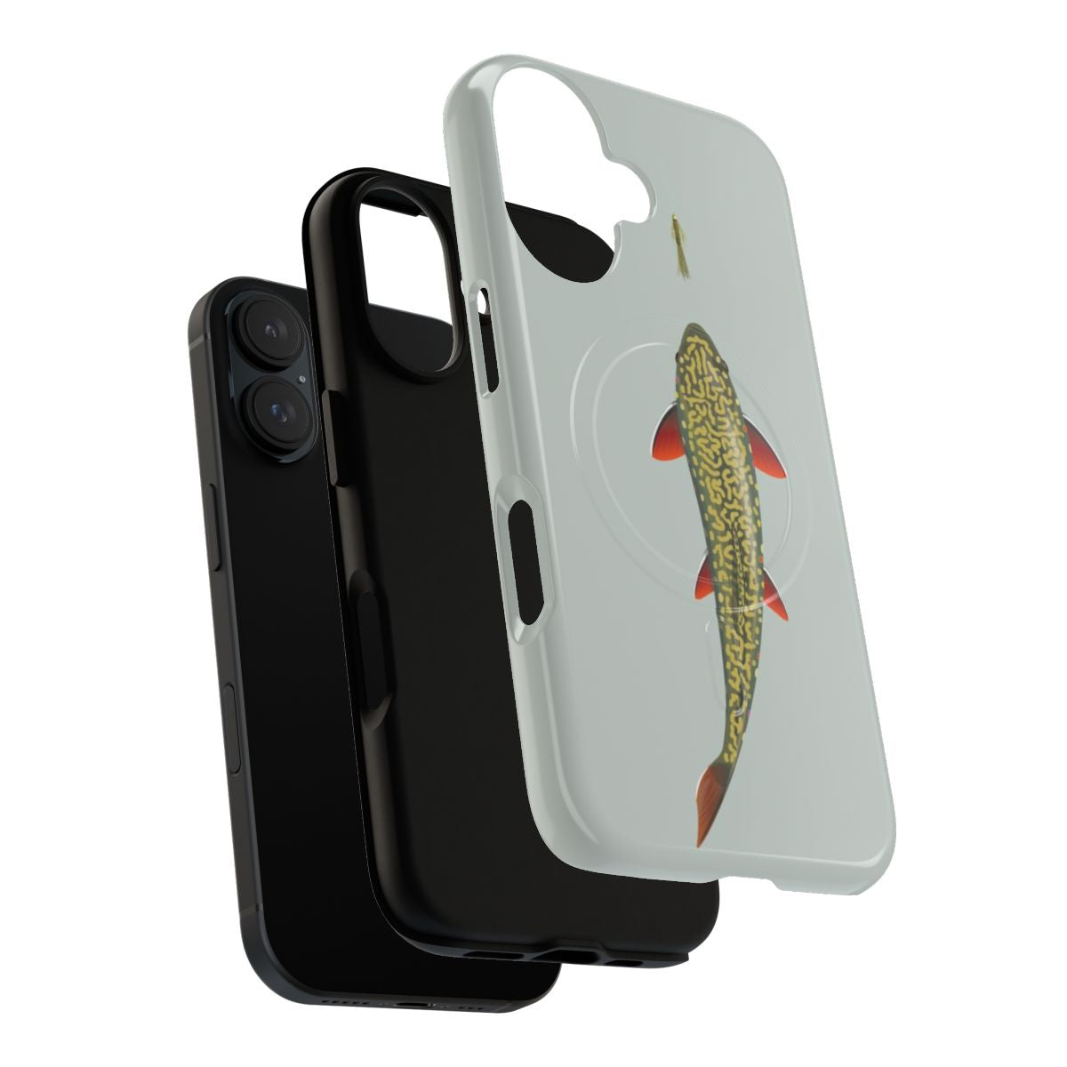 Magnetic phone case featuring a stunning aerial view of a brook trout stream - Layers