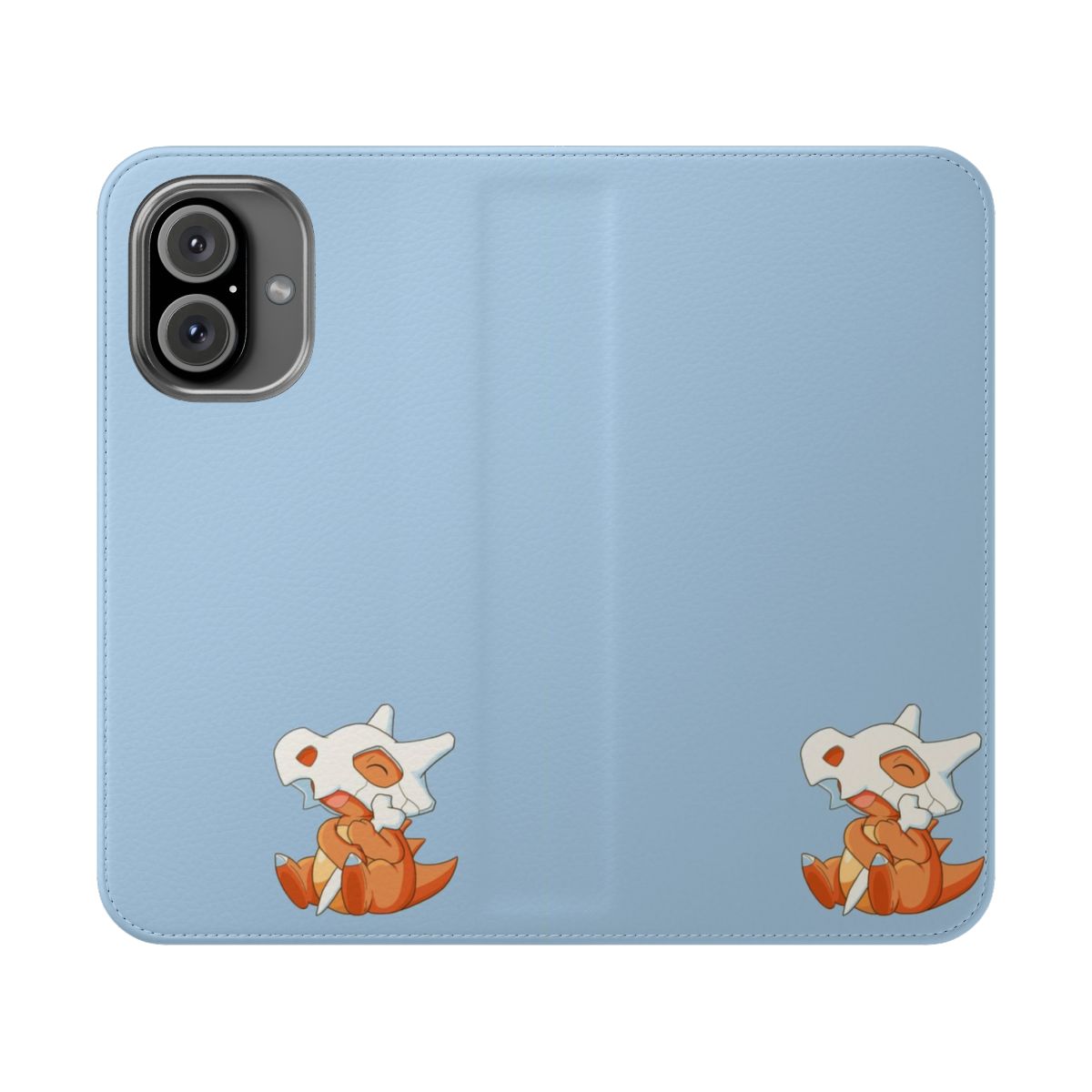 Cubone-themed flip phone case with cartoon character design