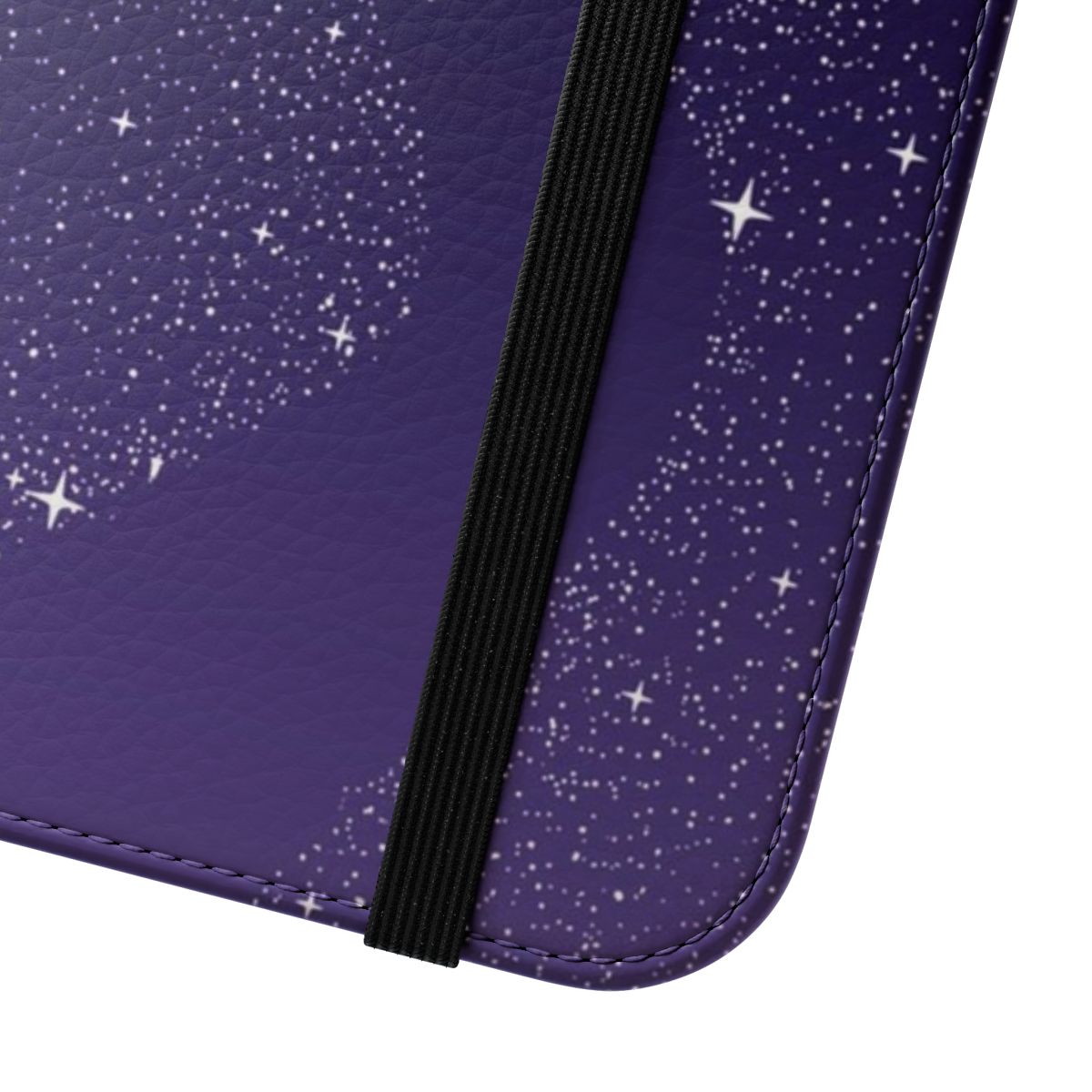 A flip cover phone case featuring a surreal, nature-inspired design with a whale shark swimming amidst a cosmic, starry space landscape. - Close Up