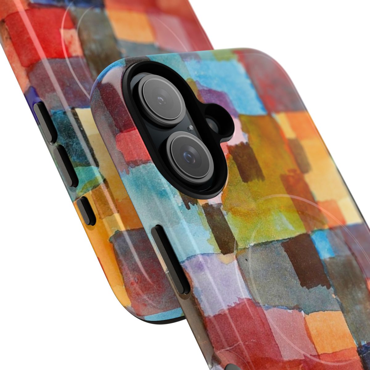 Vibrant abstract phone case design inspired by the art of Paul Klee - Detail