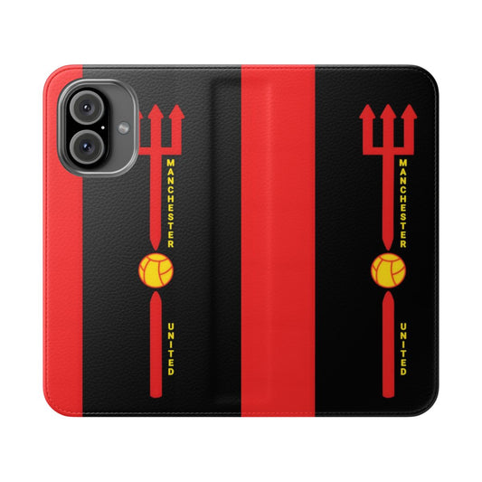 Red and black phone case with Manchester United-inspired design.