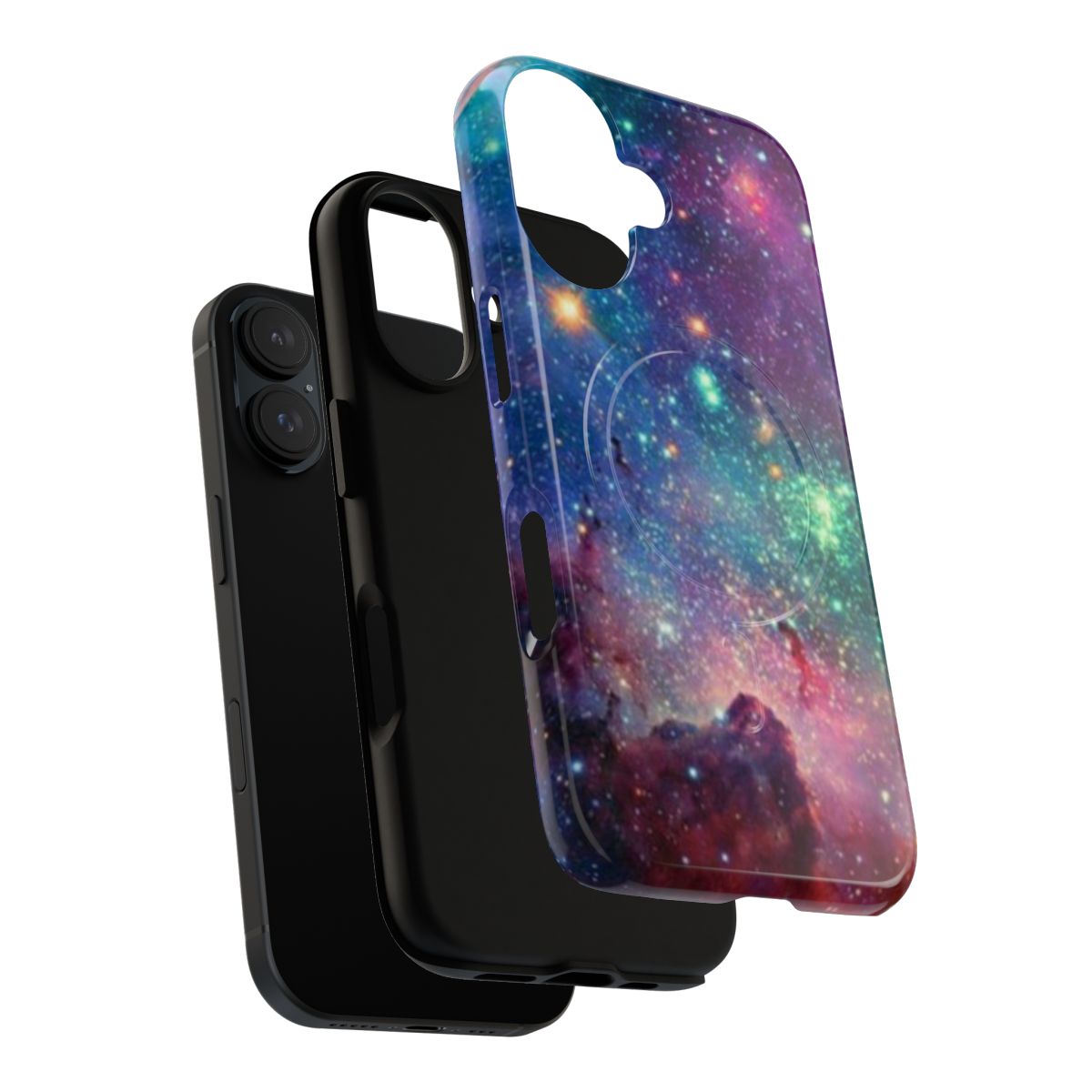 Stylish galaxy-themed phone case with planets, stars, and cosmic elements - Layers