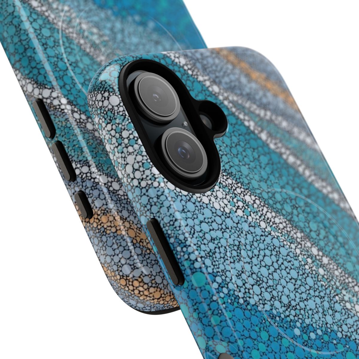 Tough magnetic phone case with aboriginal-inspired ocean design - Detail