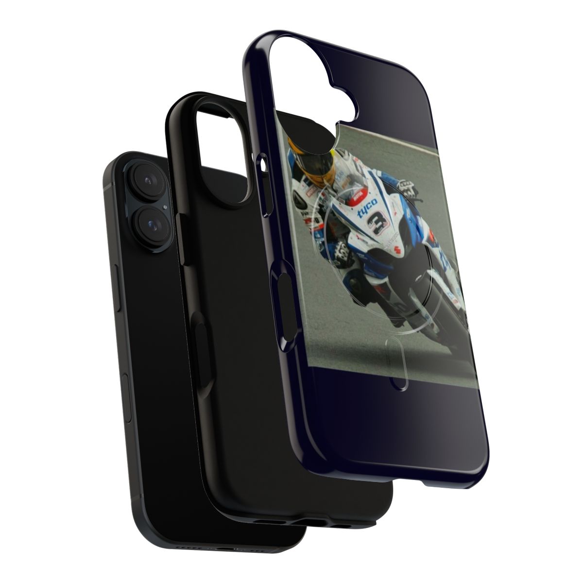 Magnetic tough phone case with a racing-inspired design and Guy Martin skull graphics - Layers