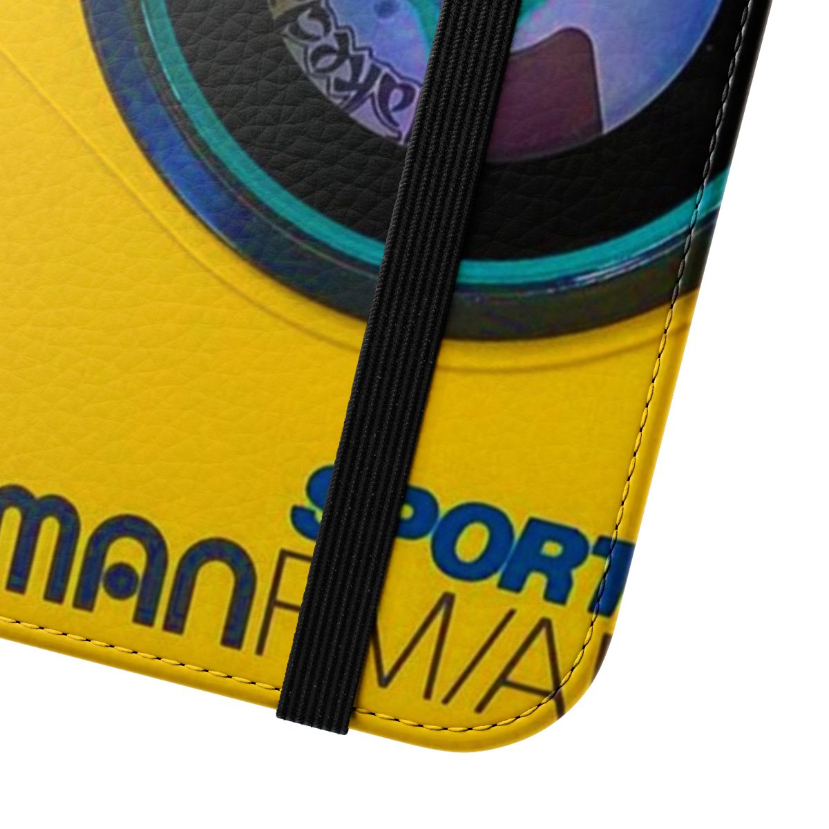 Vintage-style flip cover phone case with Walkman-inspired design - Close Up