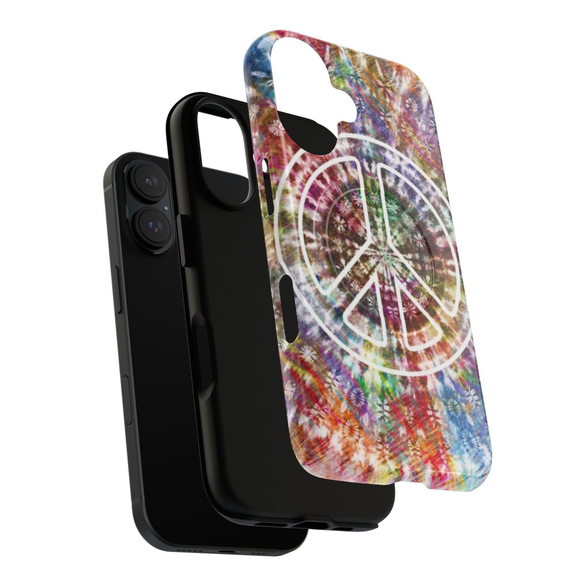 Retro tie dye peace sign psychedelic design magnetic phone case - Layers