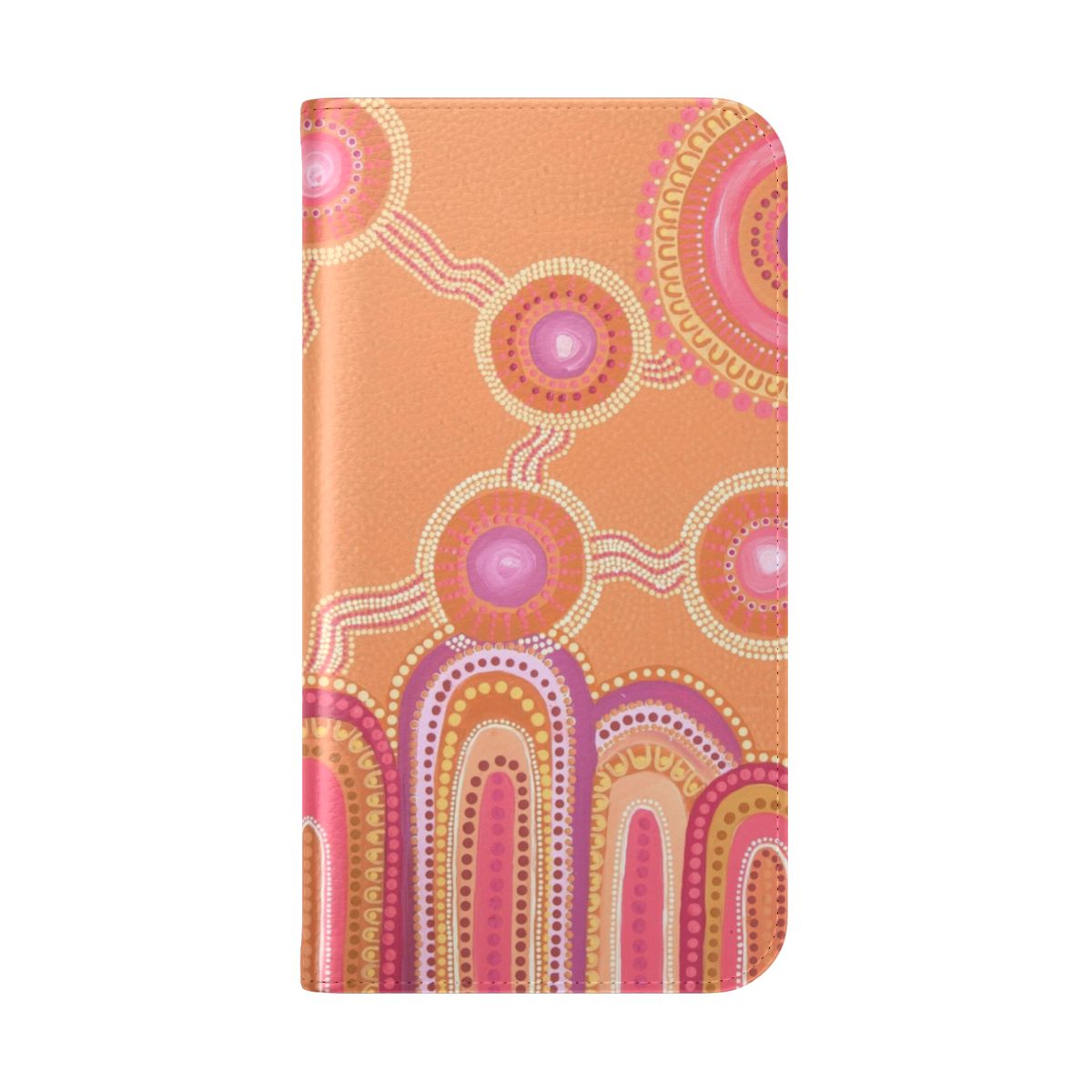 Vibrant sunset-inspired aboriginal dot painting phone case - Folded Back