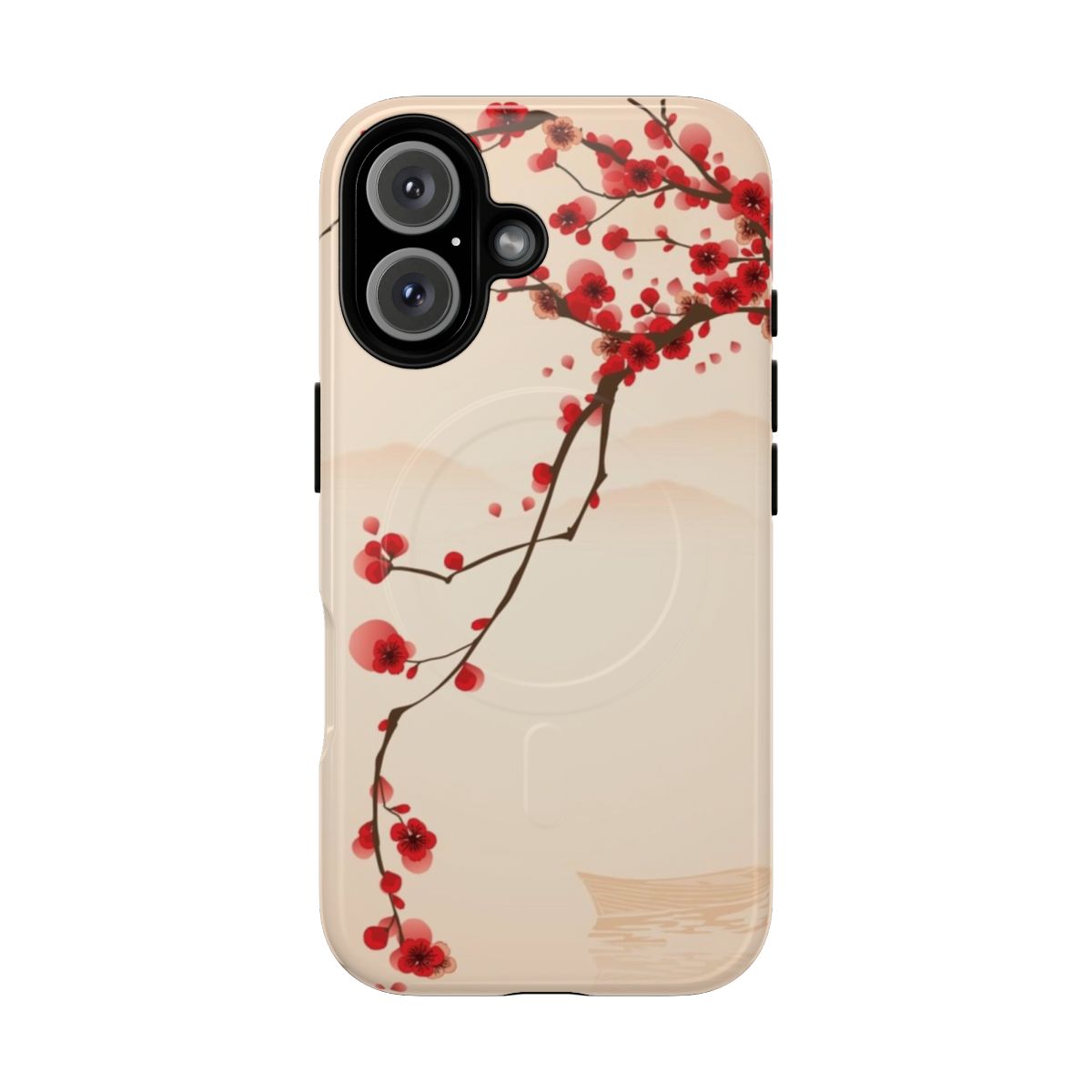 Whimsical red cherry blossom tree on a magnetic tough phone case