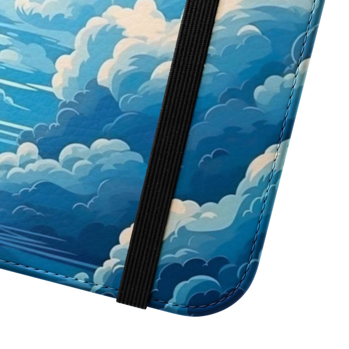 Flip cover phone case with a beautiful cloudy sky design - Close Up