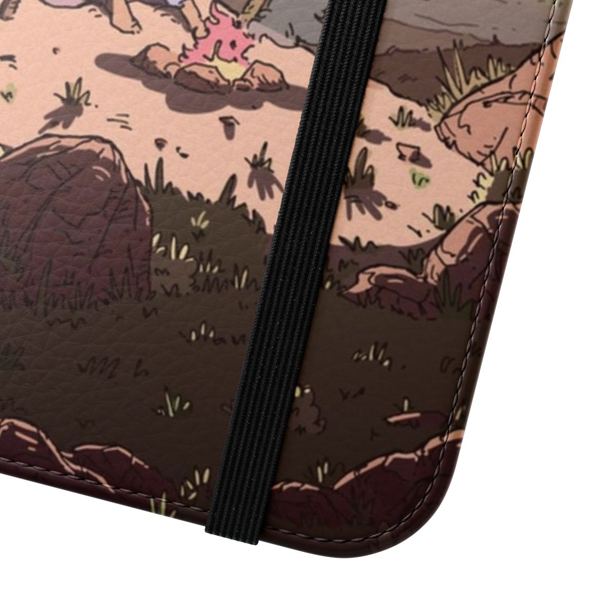 Flip cover phone case with desert landscape design - Close Up