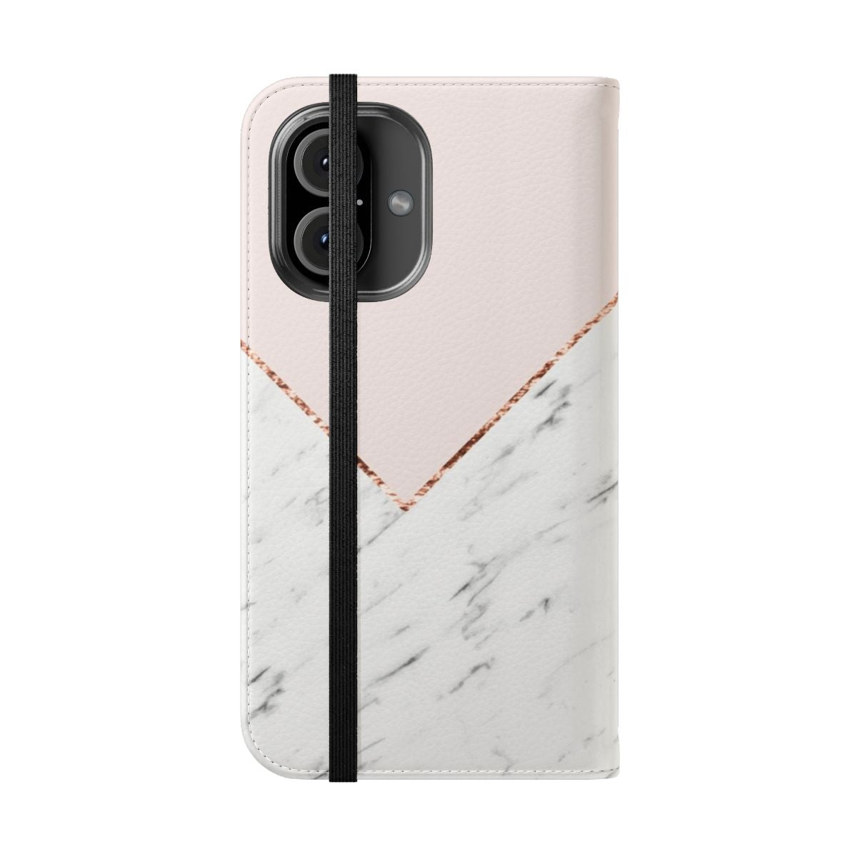 Blush pink and rose gold geometric marble pattern phone case - Folded Front