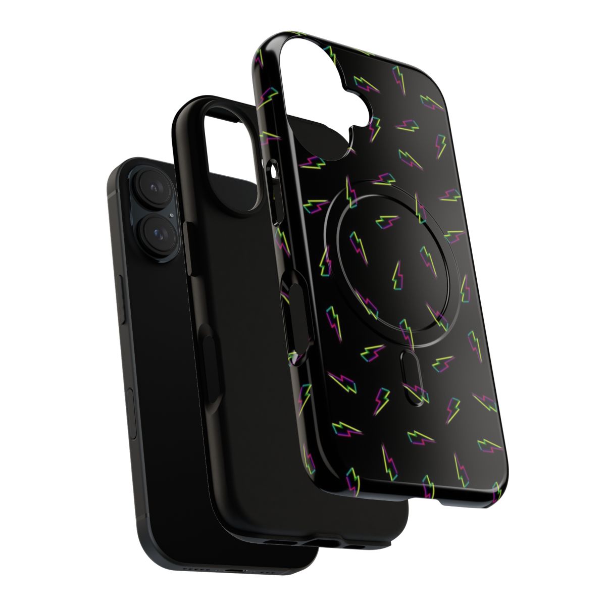 Minimalist abstract geometric CMYK phone case with lightning bolt design - Layers