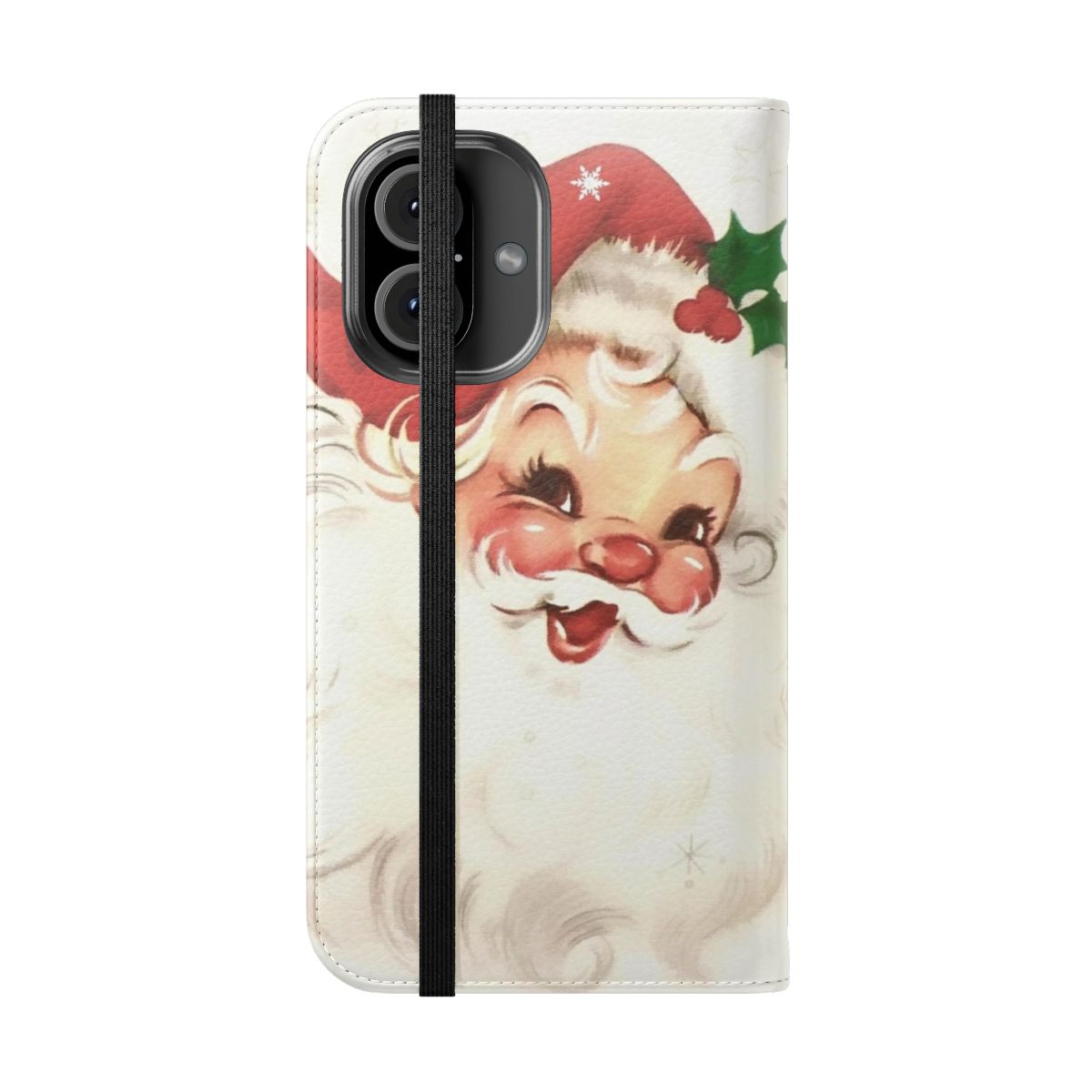 Vintage-style red retro Santa Claus phone case cover - Folded Front