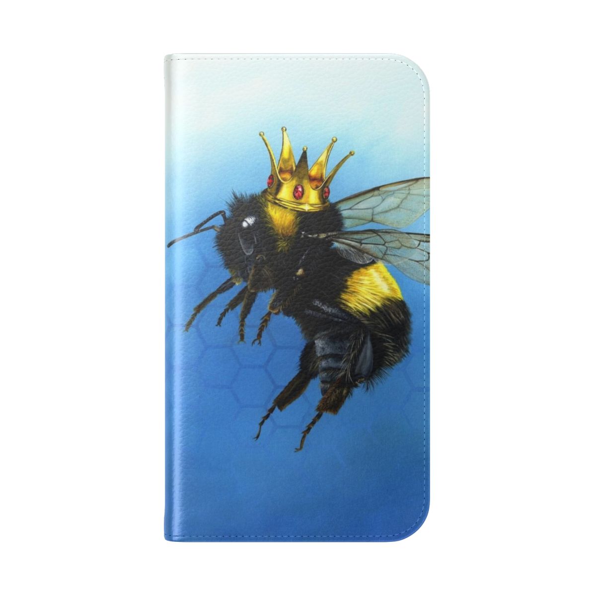 Stylish Queen Bee acrylic phone case featuring a crown-wearing bee design by artist Amanda Ward - Folded Back