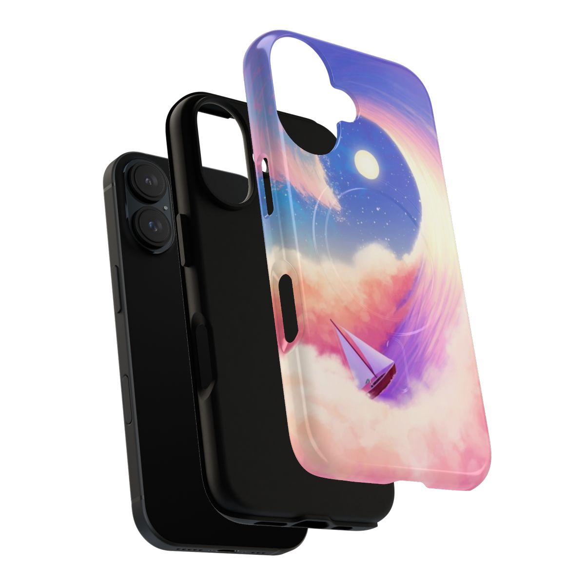 Reverie magnetic tough phone case with nature-inspired cloud, sky, and ocean design - Layers