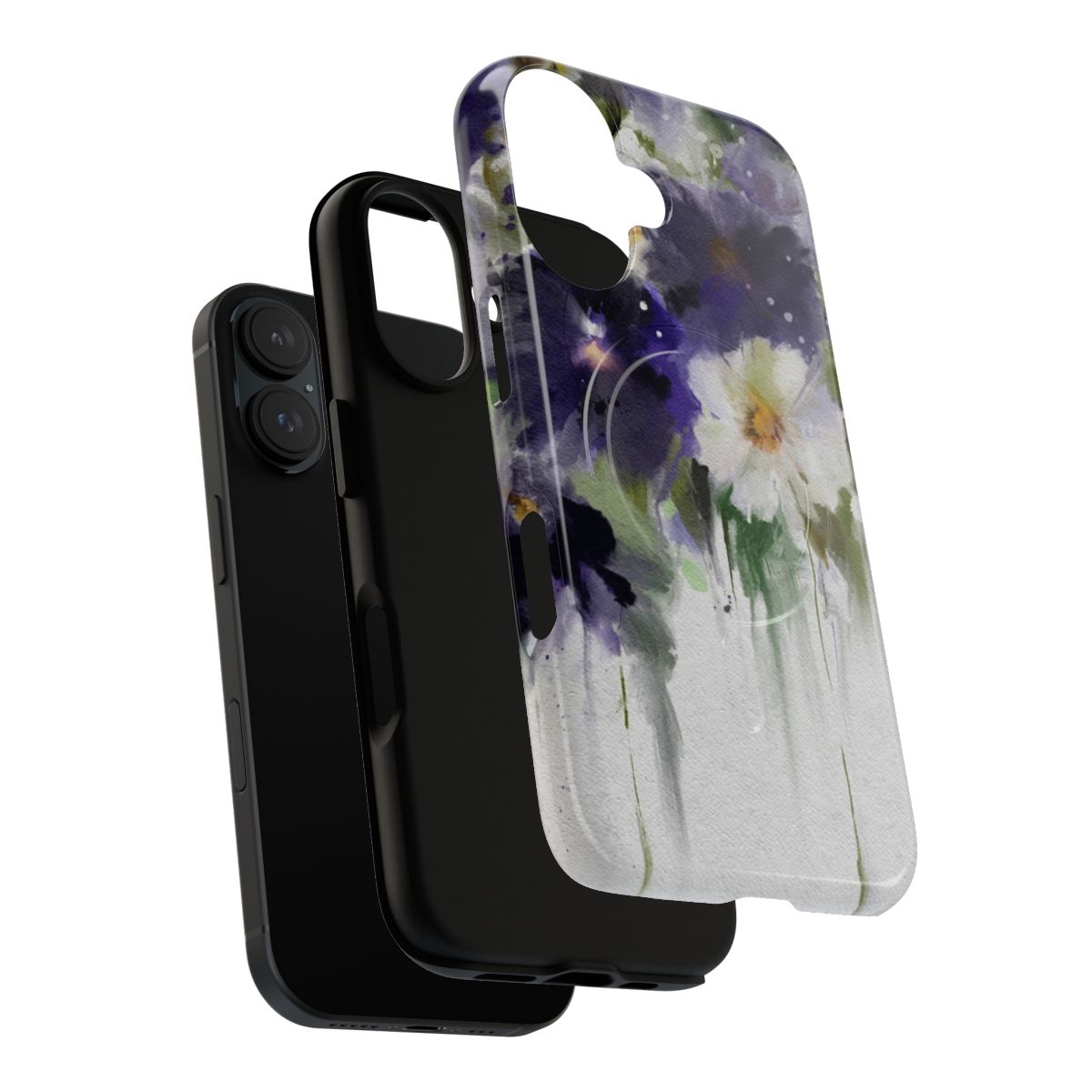 Blue floral pattern on a magnetic tough phone case - Layers