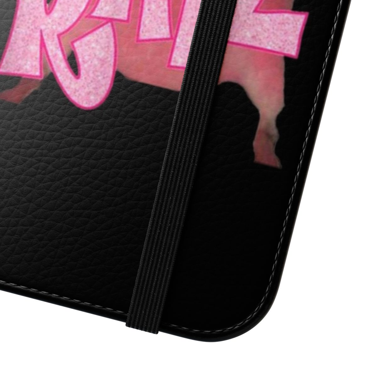 Ratz Flip Phone Case with Funny Ratt Design in Pink - Close Up