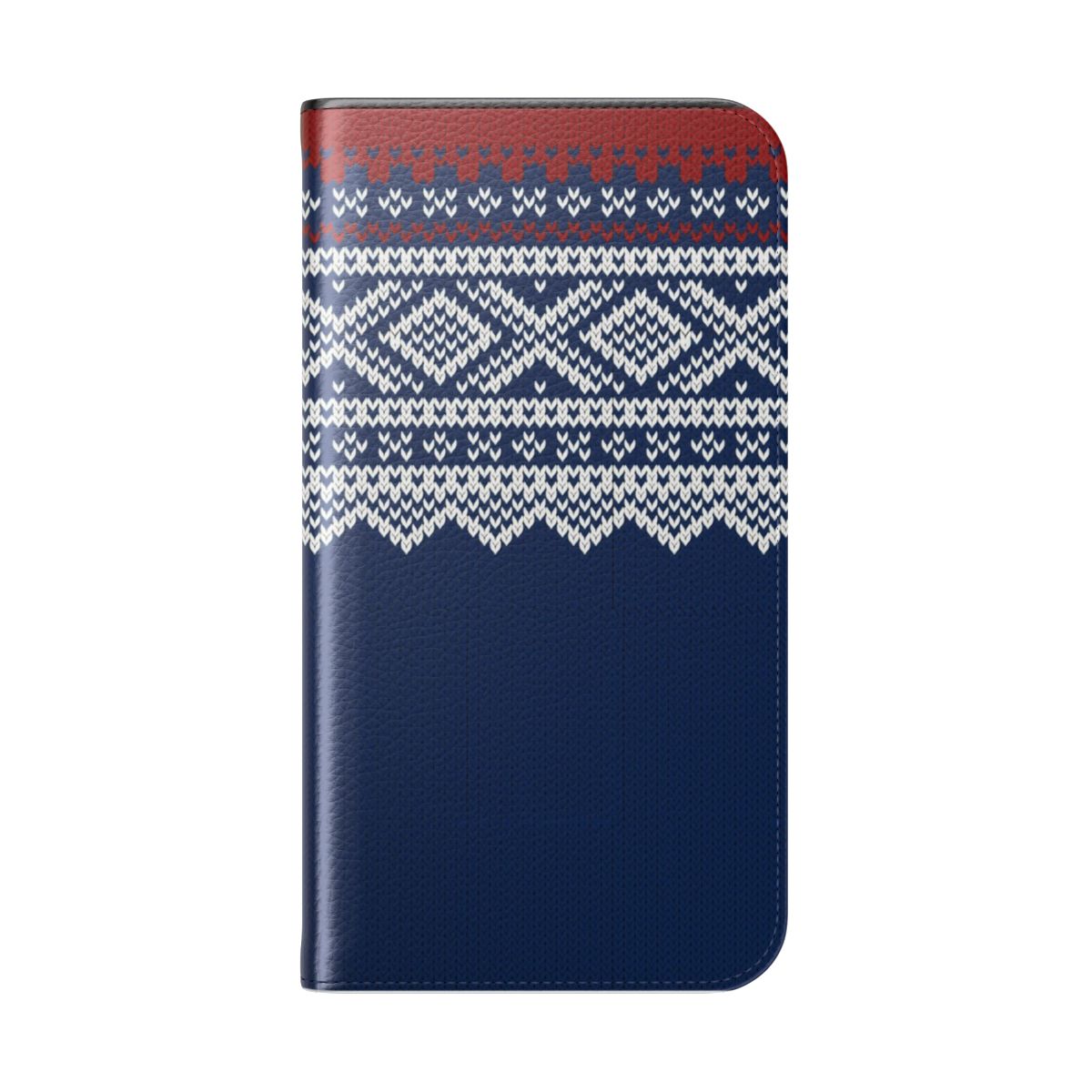 Stylish knit phone case with a cozy sweater pattern design - Folded Back