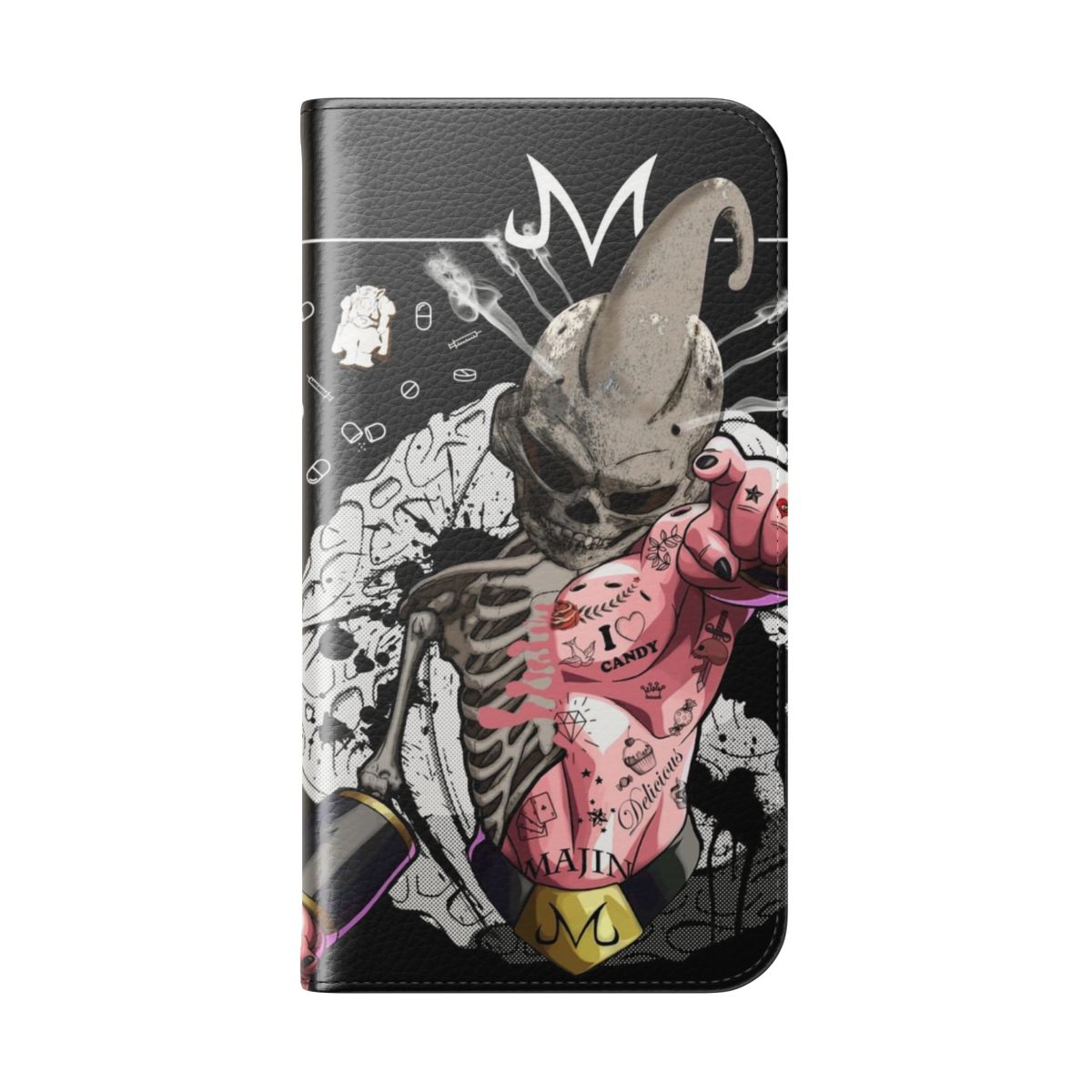 Anime-inspired phone case featuring Majin Buu, Vegeta, and Goku from the Dragon Ball series. - Folded Back