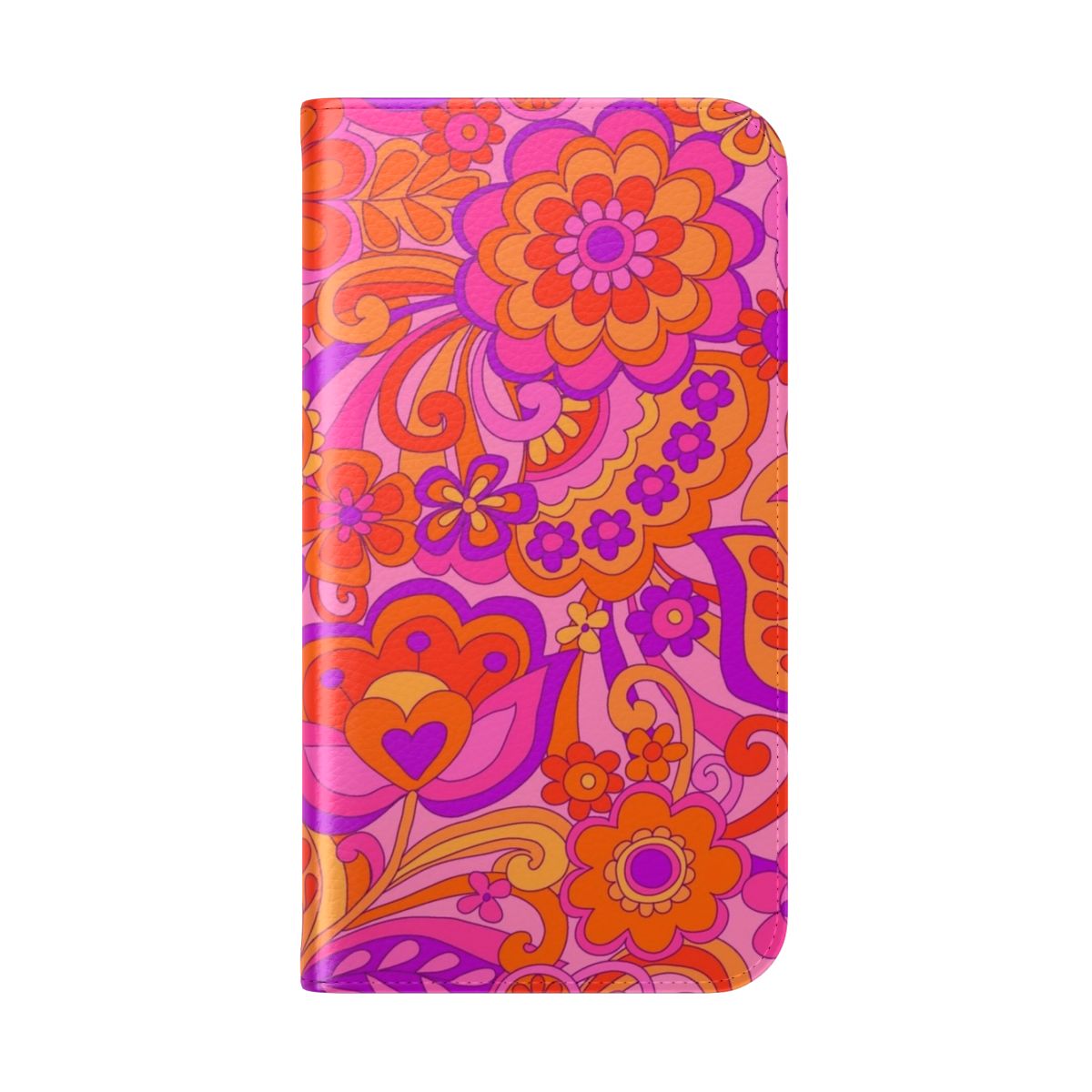 Vibrant retro floral phone case with a psychedelic, 60s inspired design - Folded Back