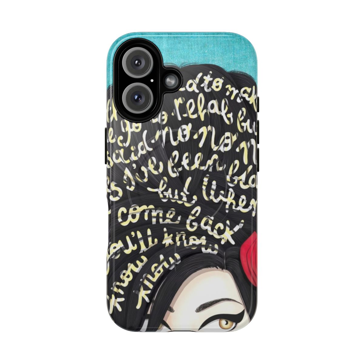 Colorful floral phone case with a smiling cat design