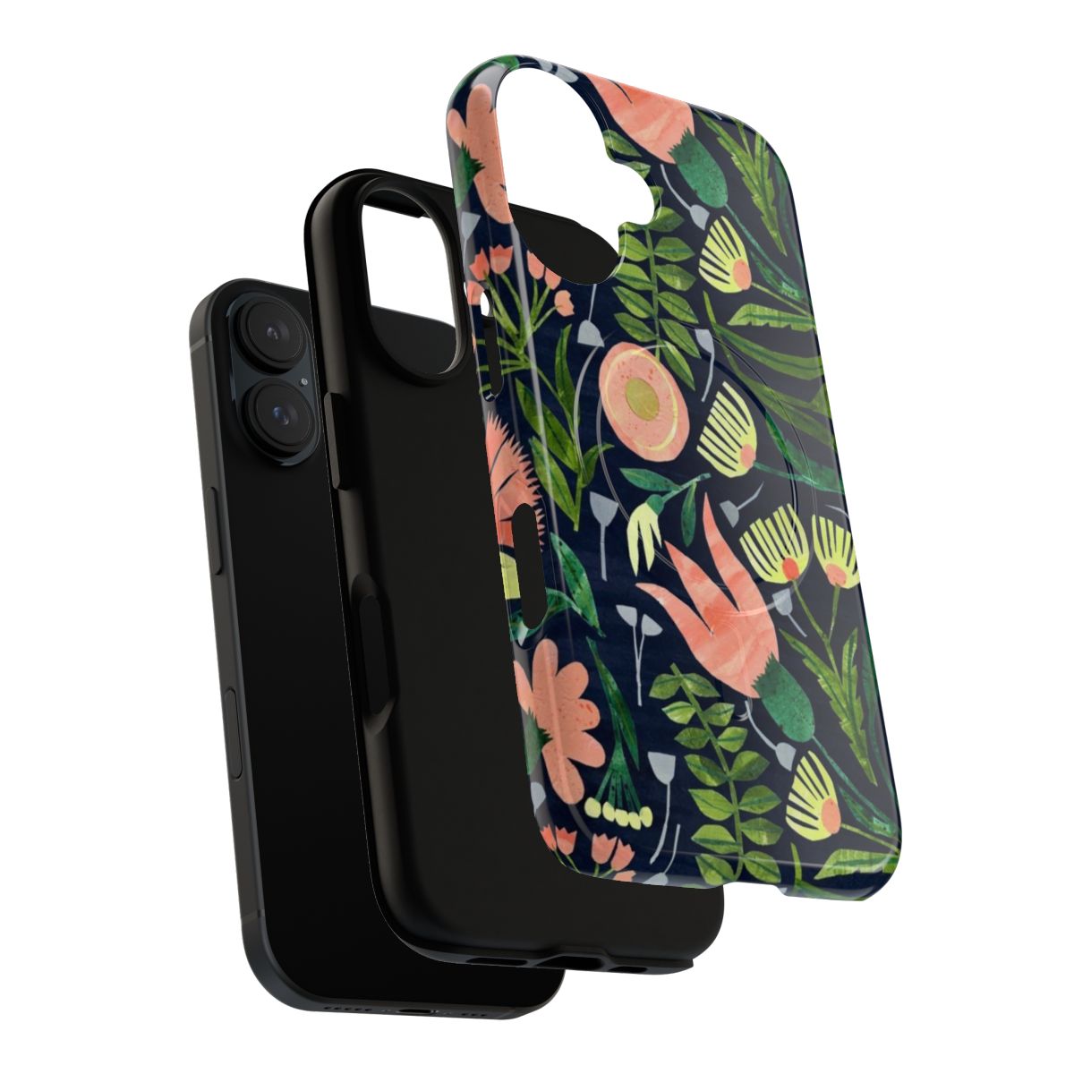 Floral garden phone case with cut paper art flowers - Layers