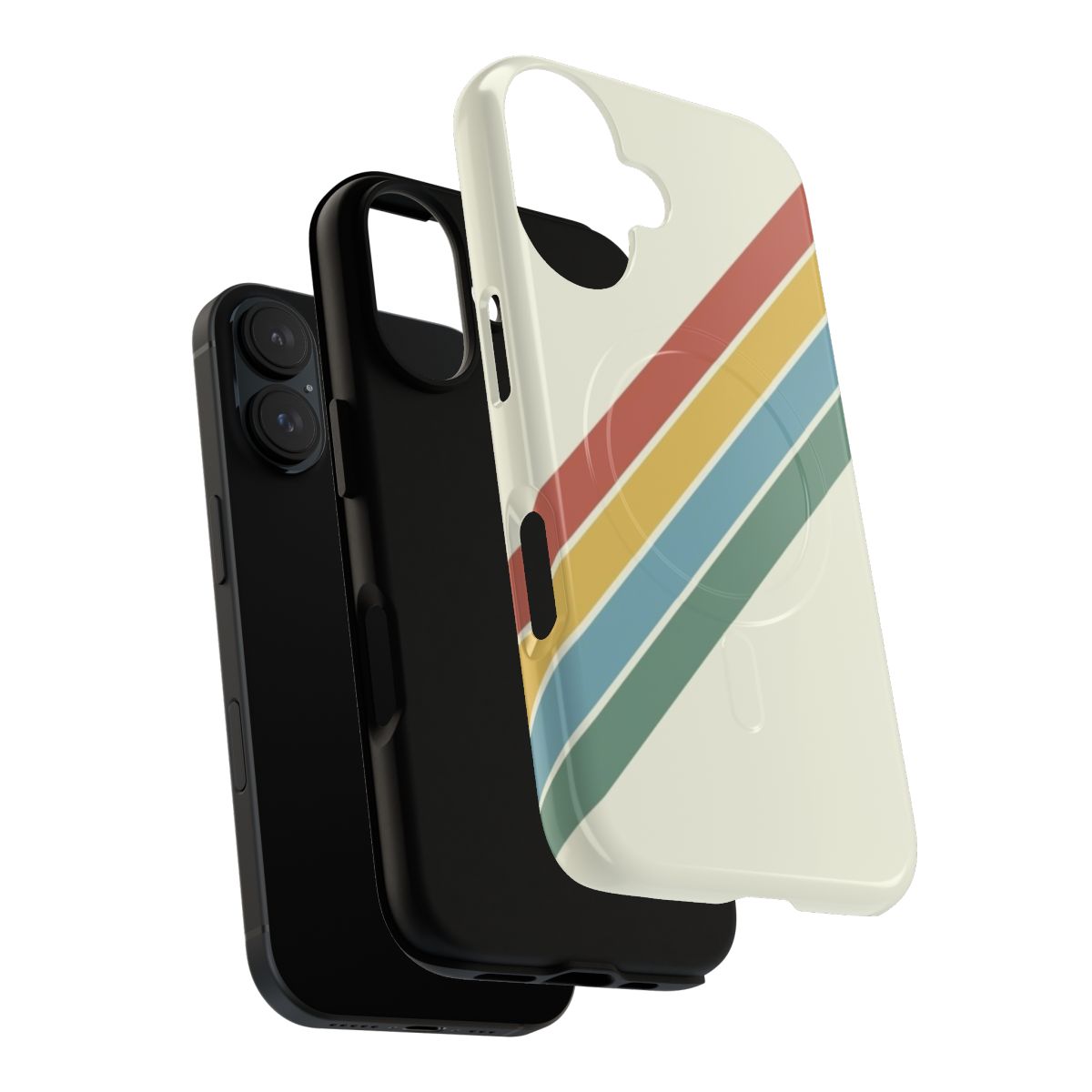 Vintage 70s-inspired sport stripes phone case with a minimalist, abstract pattern - Layers