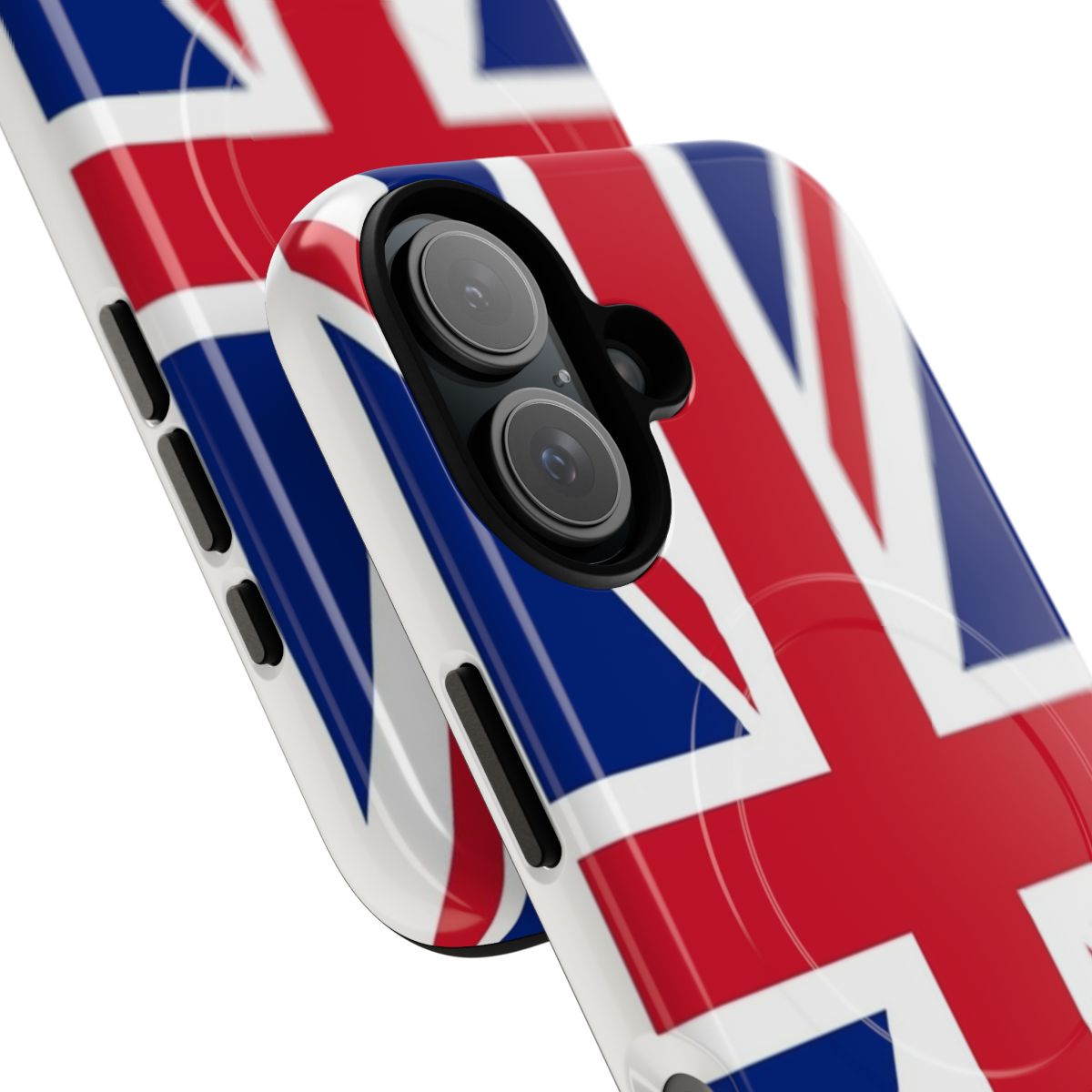 Patriotic phone case featuring the iconic Union Jack flag of the United Kingdom - Detail