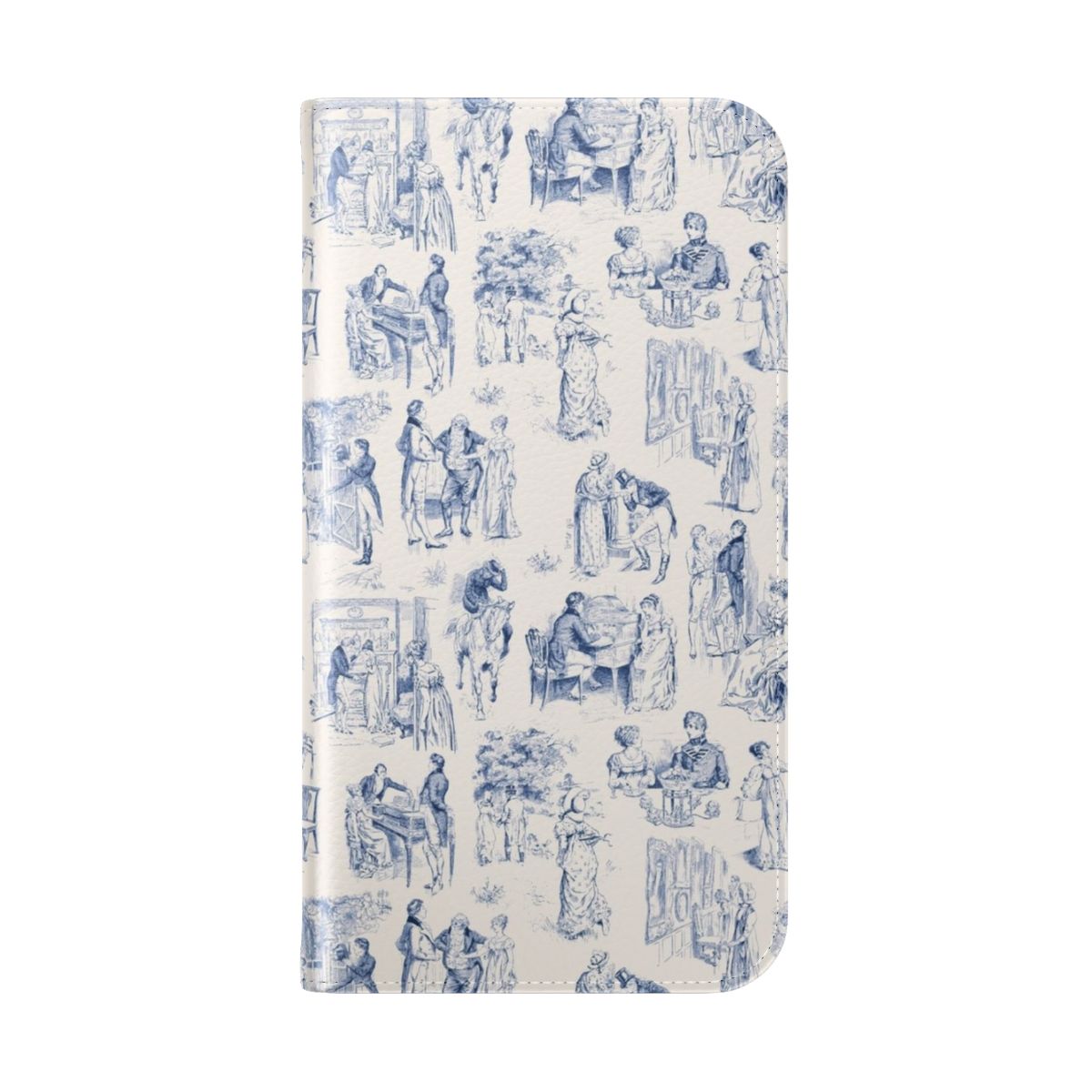 A vintage-style phone case featuring the iconic De Jouy pattern, inspired by the beloved novel "Pride and Prejudice" by Jane Austen. - Folded Back