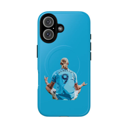 Erling Haaland inspired tough phone case design featuring the player's name and celebration