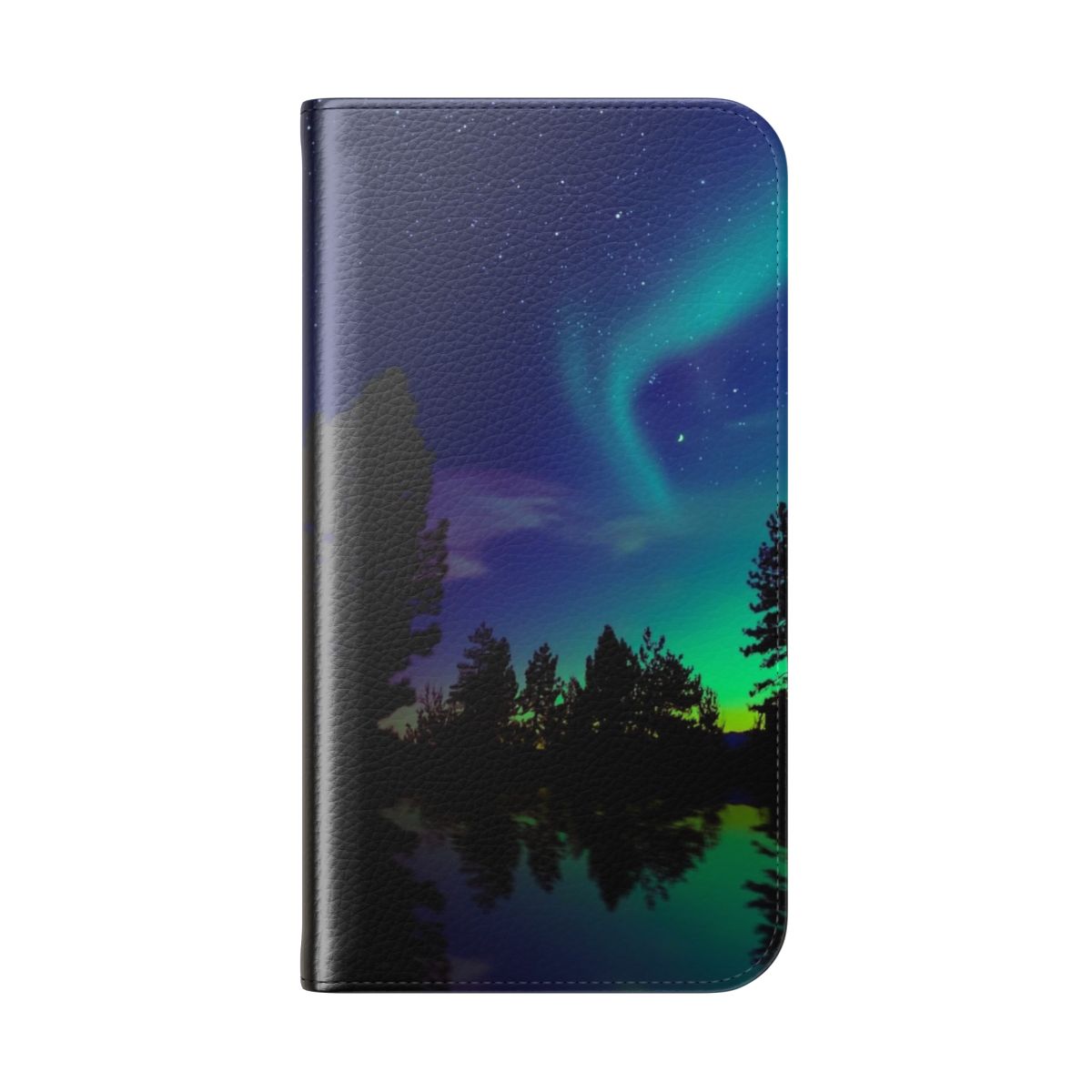 Northern Lights Phone Case with Vibrant Aurora Borealis Design - Folded Back