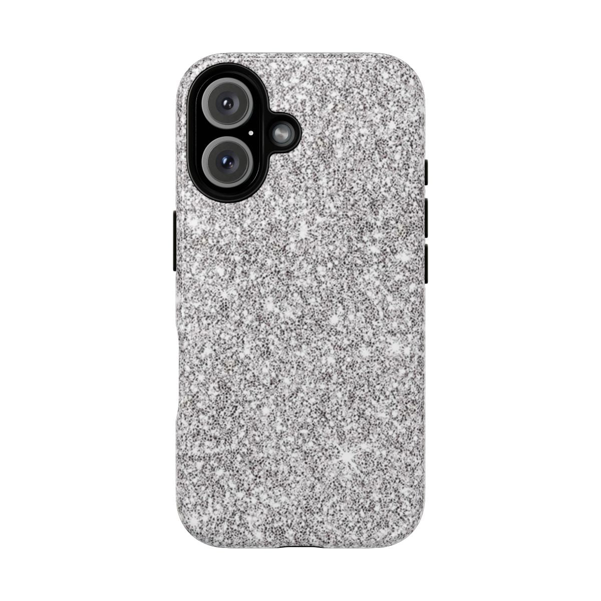 Silver sparkly phone case with a tough magnetic design