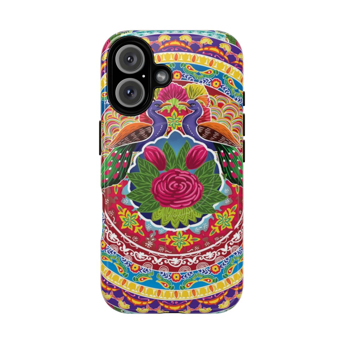 Colorful and unique Pakistani truck-inspired design on a magnetic tough phone case