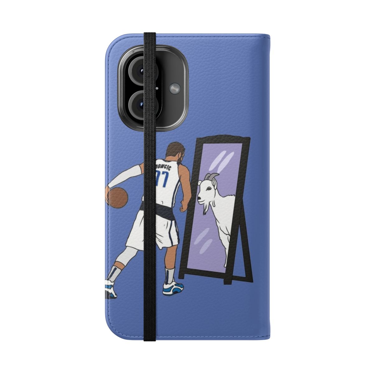 Luka Doncic-inspired flip phone case with mirrored design - Folded Front