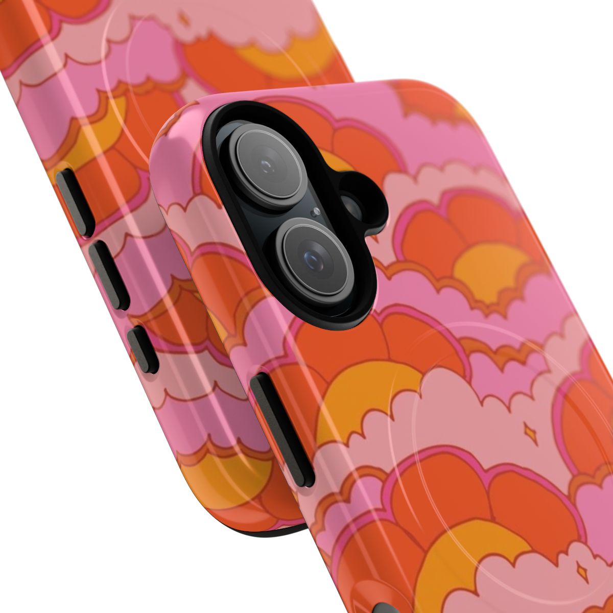 Retro psychedelic phone case with floral and graphic design patterns - Detail