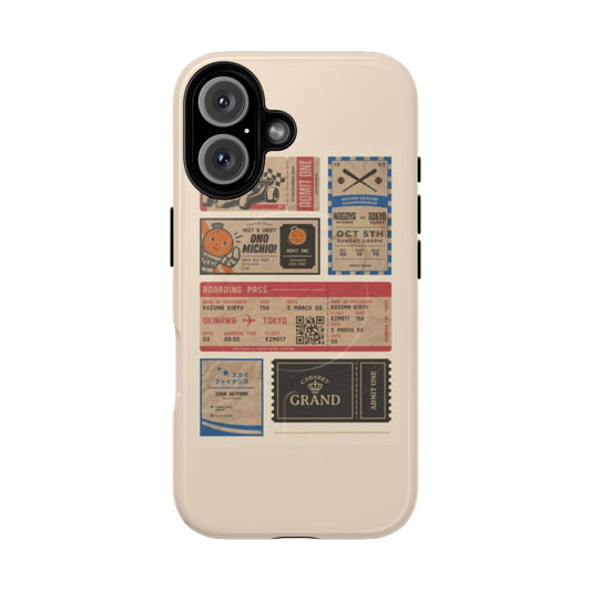 Vintage-themed phone case with Yakuza/Ryu ga Gotoku characters and motifs