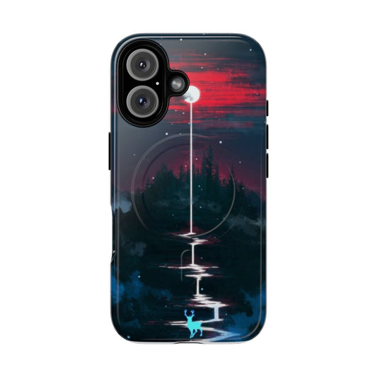 Lunar Dripping Magnetic Tough Phone Case with Fantasy Forest and Deer Design