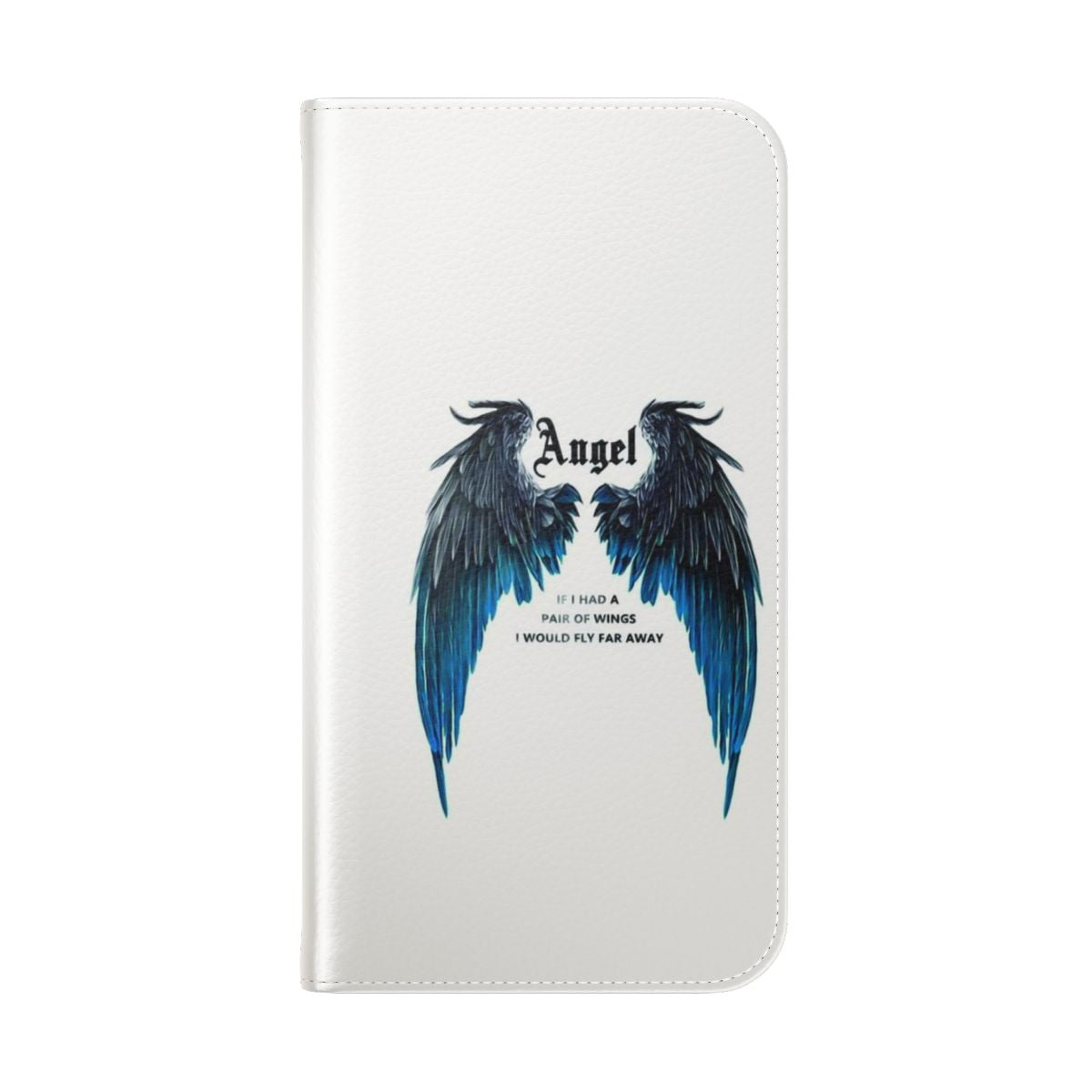 Elegant pink phone case with simple angel wing design - Folded Back