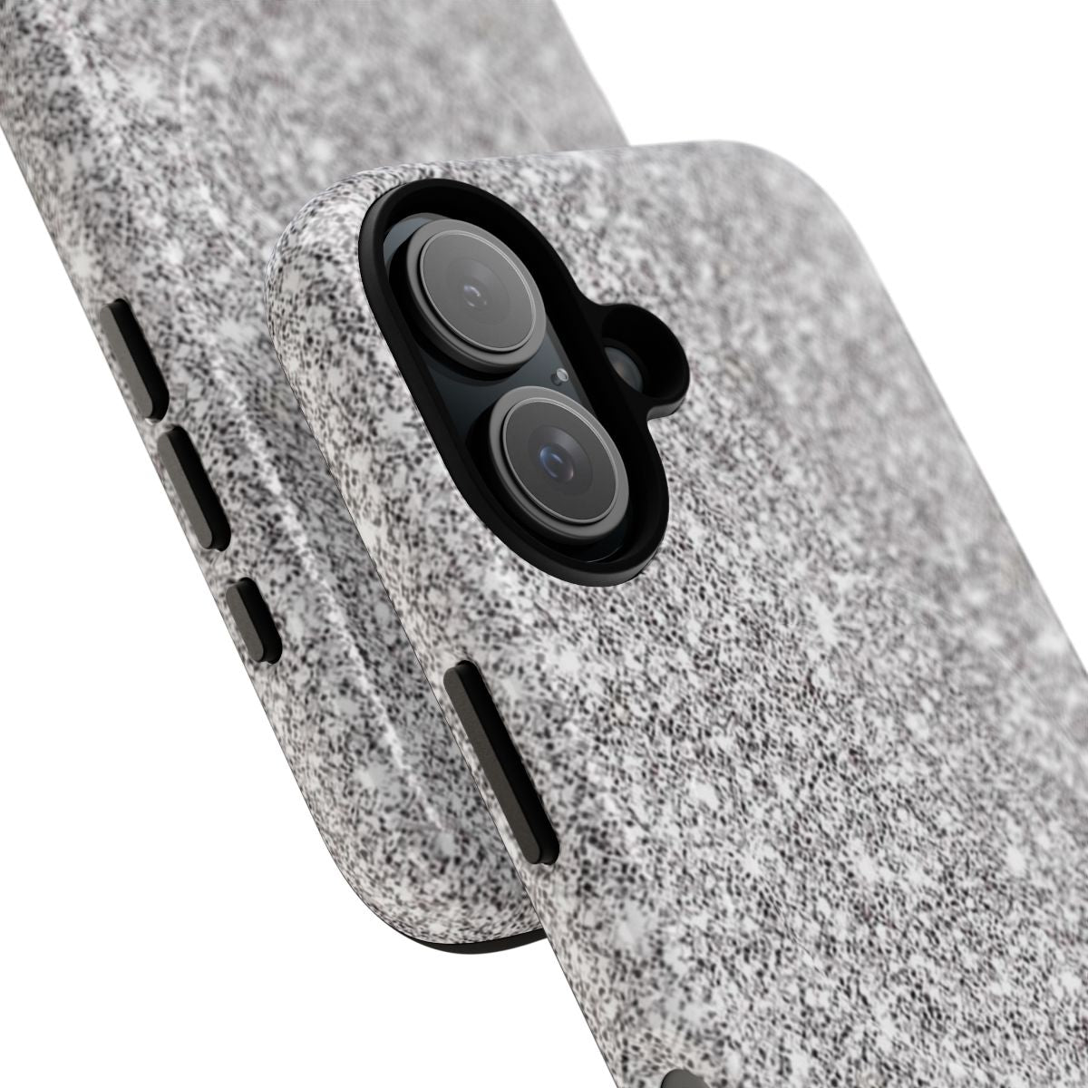 Silver sparkly phone case with a tough magnetic design - Detail