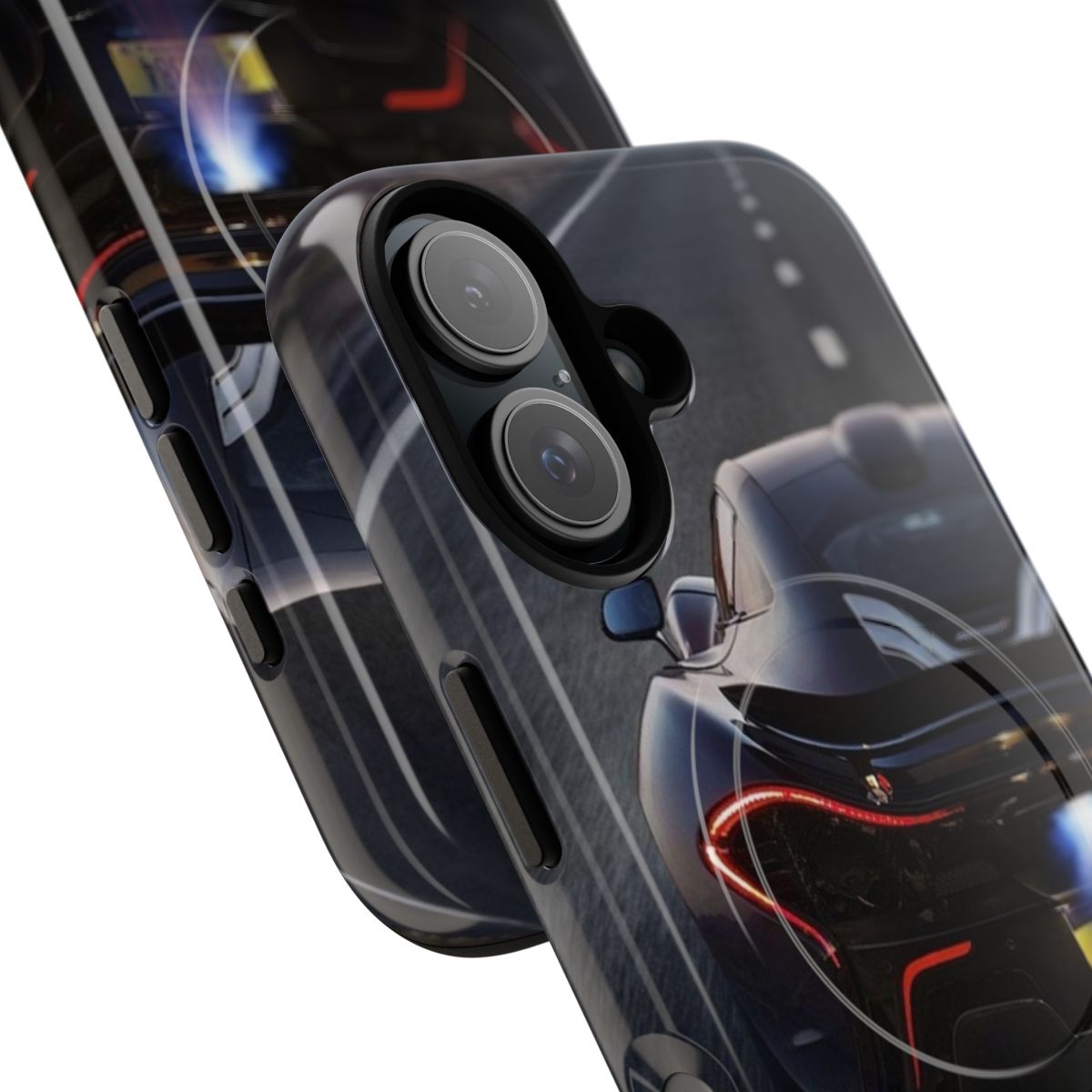 Magnetic tough phone case with sleek, high-performance Mclaren P1 inspired design - Detail