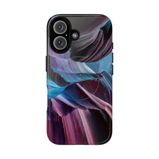 Vibrant abstract and colorful phone case with a futuristic, dreamlike design