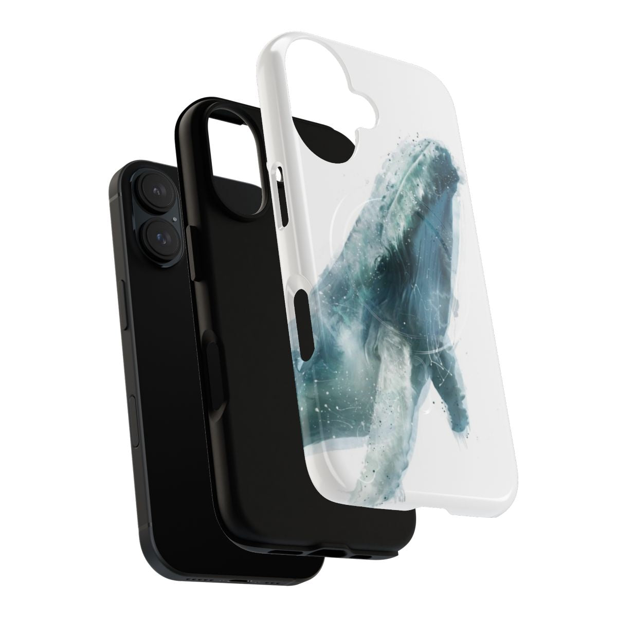 Image of a humpback whale phone case featuring a detailed illustration of the majestic marine mammal - Layers