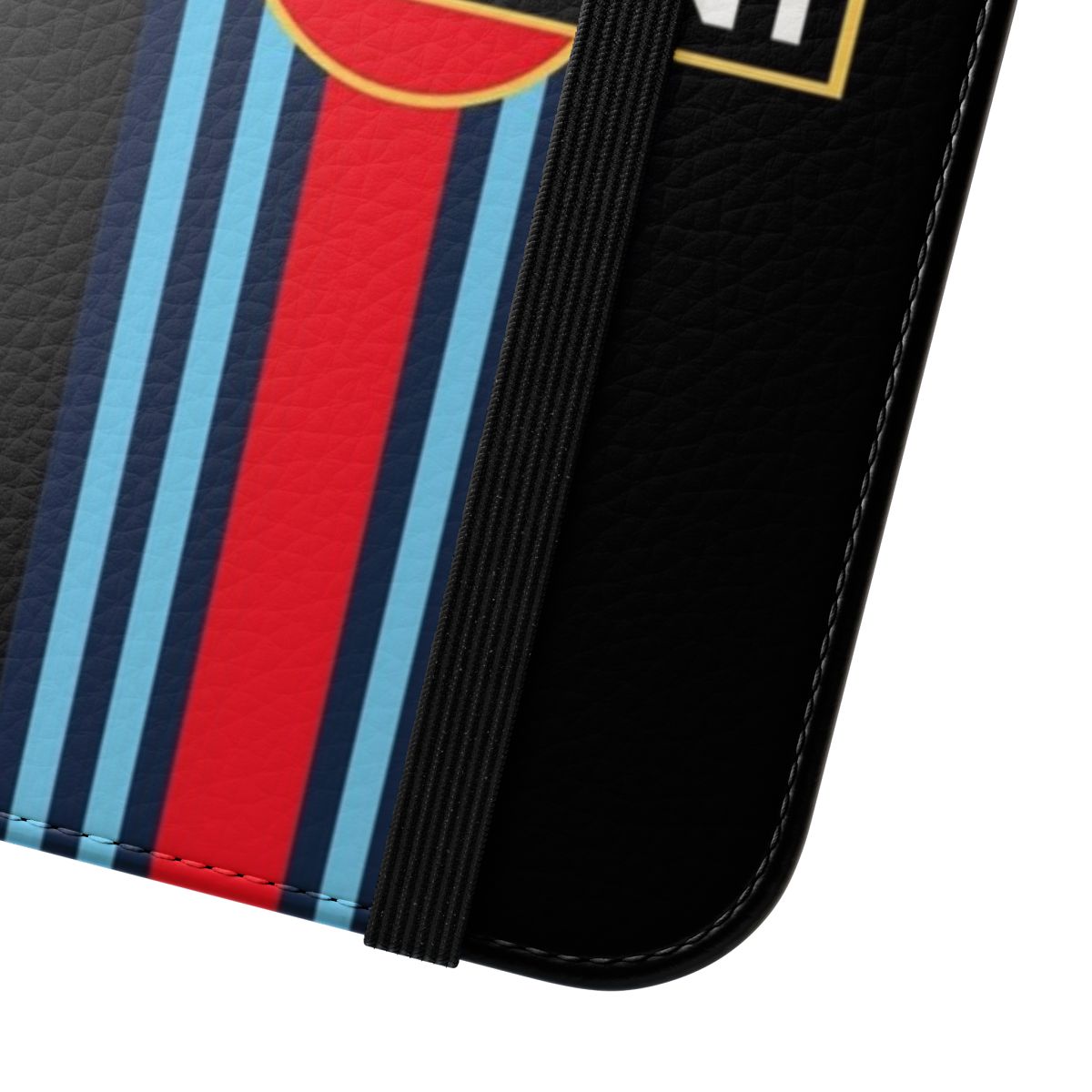 Vintage-inspired Martini racing stripe phone case with classic motorsport design - Close Up