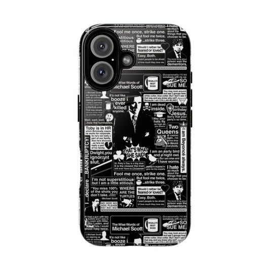 Magnetic phone case with quotes and characters from the popular TV comedy series The Office