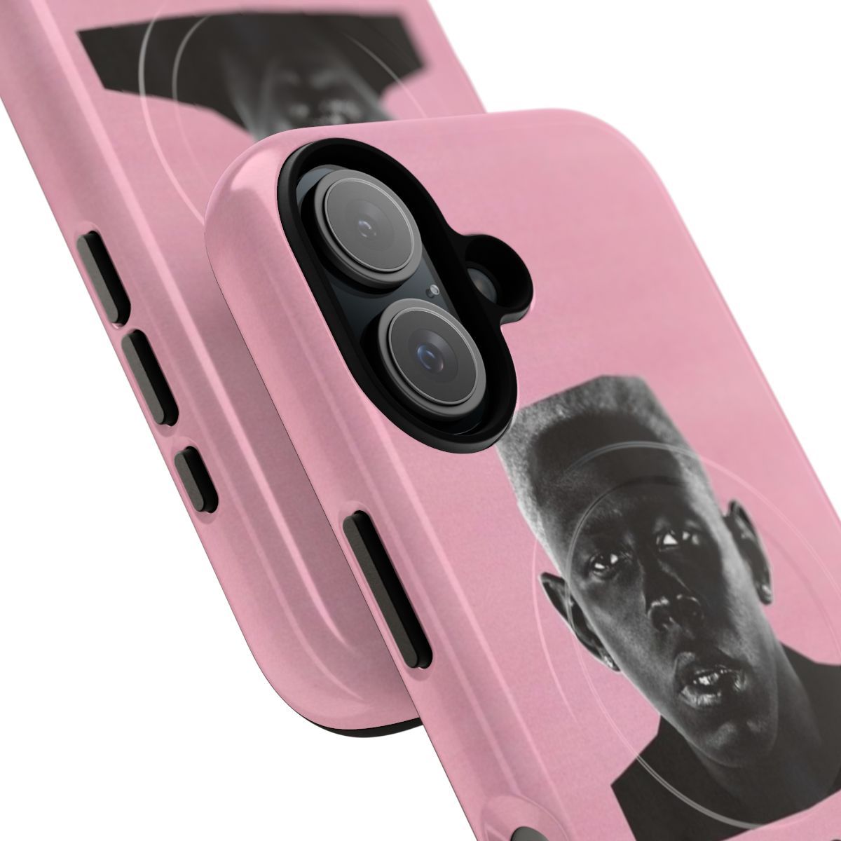 Magnetic phone case with pink and black design inspired by Tyler, The Creator's IGOR album cover - Detail