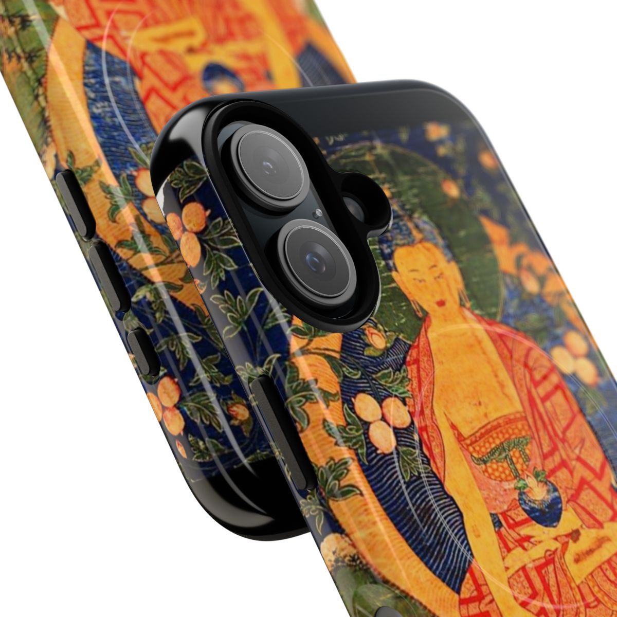 Tibetan Buddhist Medicine Buddha Thangka Artwork on a Magnetic Tough Phone Case - Detail